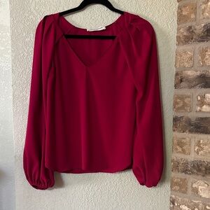 Amanda Uprichard Pink V-Neck Long Sleeve Blouse
